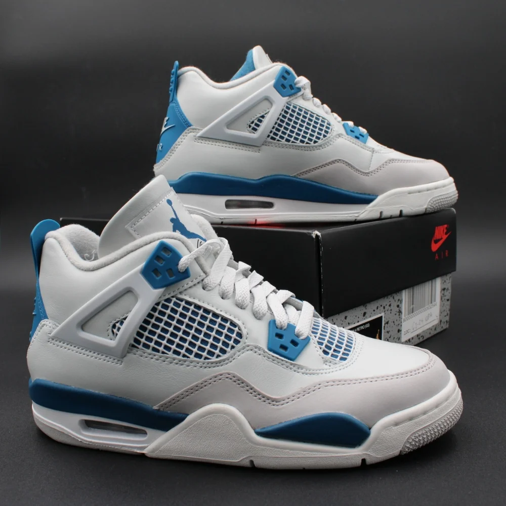 Air Jordan 4 Retro (GS) Off White/Military Blue 6.5Y - Picture 1 of 14